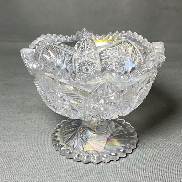 LE Smith Aztec Heritage Compote Iridescent Carnival Glass Whirling Star Pattern - Picture 6 of 14